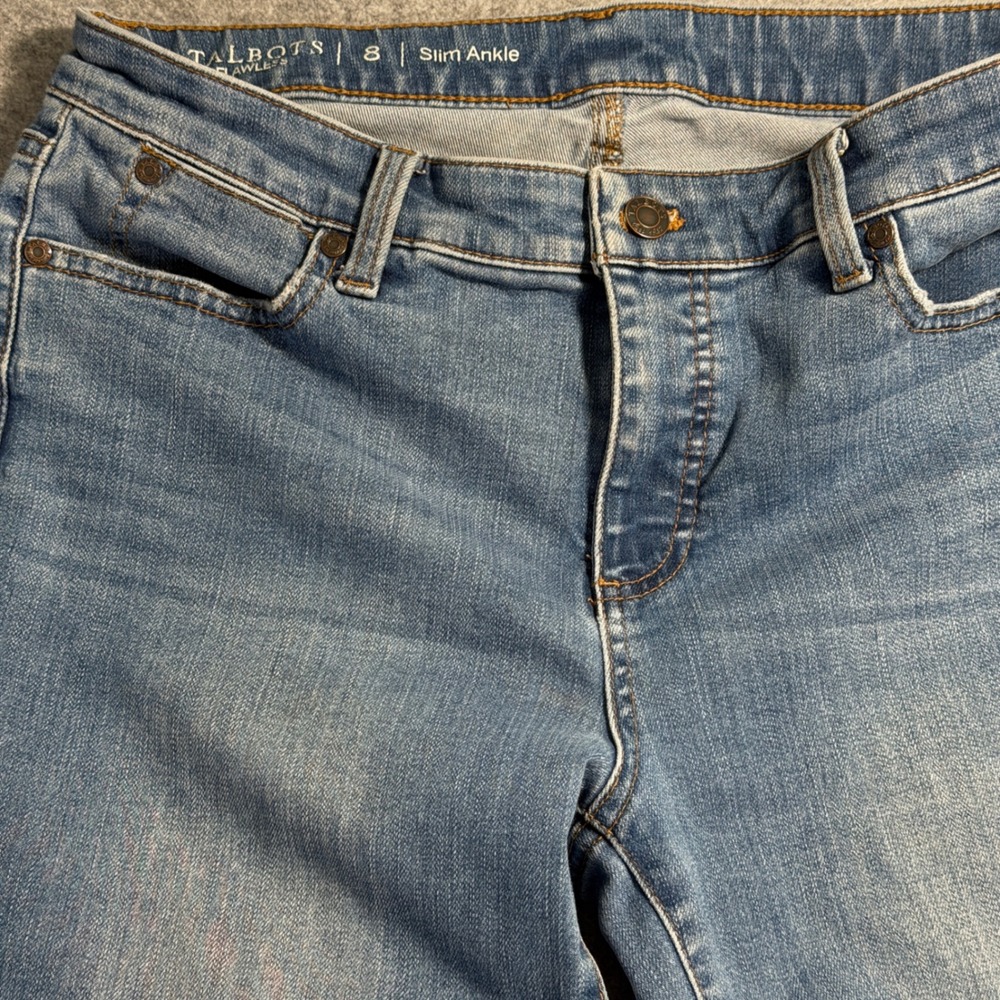 Talbots Flawless Slim Ankle Jeans Womens 8 Medium Wash Blue Stretch Denim